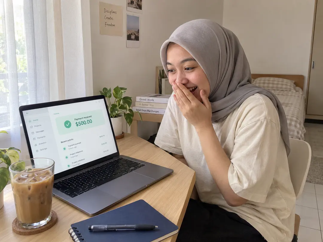 Freelancer Indonesia menerima pembayaran $500 dari klien luar negeri